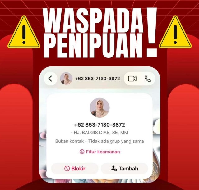 🚨 WASPADA PENIPUAN! 🚨Beredar nomor tidak dikenal yang mengatasnamakan Wakil Wali Kota Pekalon